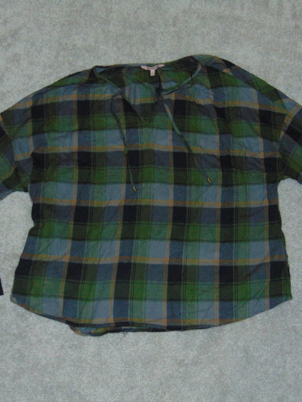 Juicy Couture Long Sleeve Blouse Shirt Women Size XXL Cotton Green Plaid
